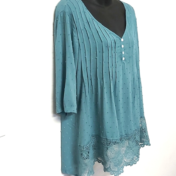 3 for $25- Robin's Egg Blue Blouse. Size small. - Picture 4 of 10
